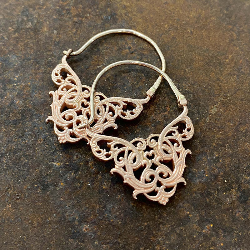 Nouveax Swirl 9 Carat Rose Gold Drop Earrings