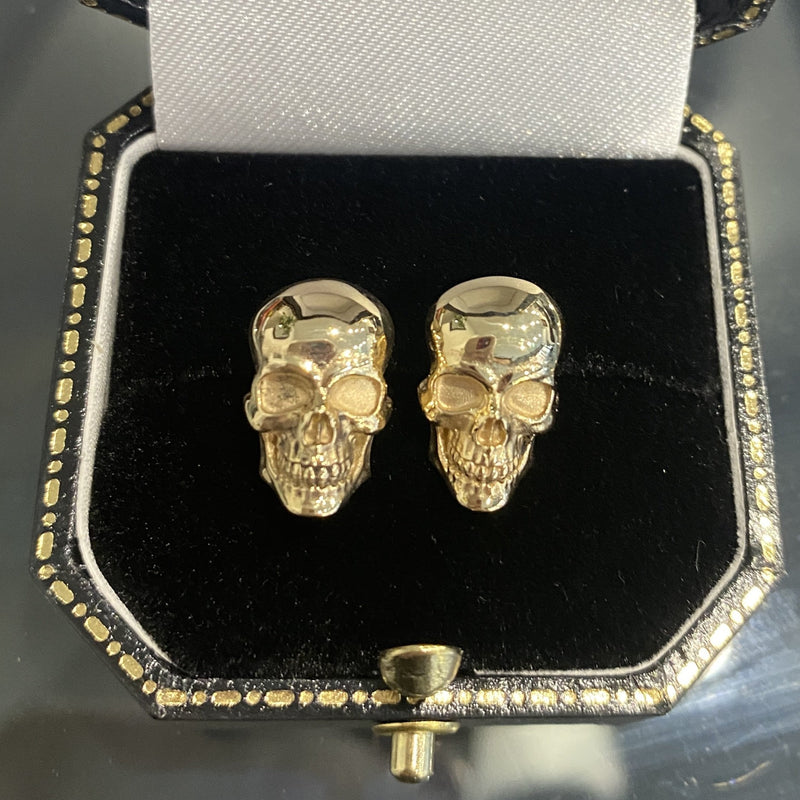 9 Carat Rose Gold Skull Stud Earrings