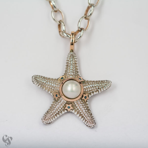 Sterling Silver and Rose Gold Starfish Pendant
