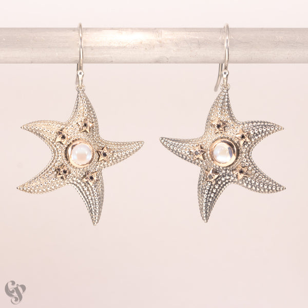 Silver and Rose gold Starfish Earrings