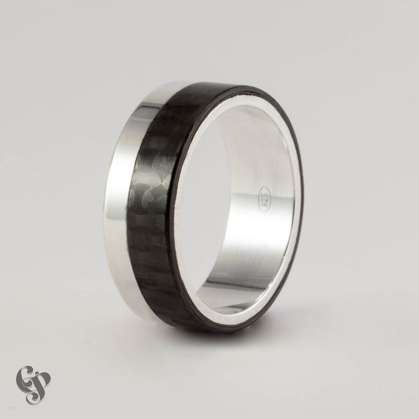 Carbon Fibre and Sterling Silver Ring