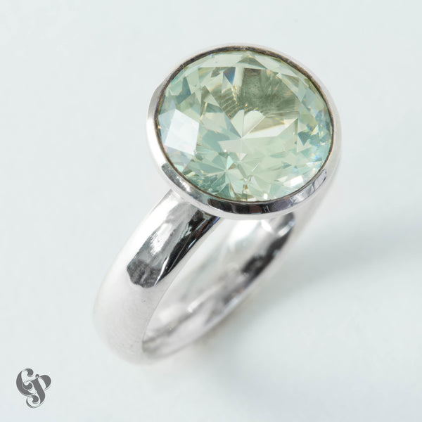 Sterling Silver Brilliant Cut Green Quartz Ring