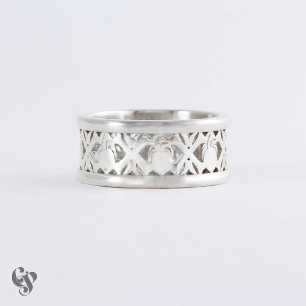 Sterling Silver Anatomical Heart and Crossbones Ring