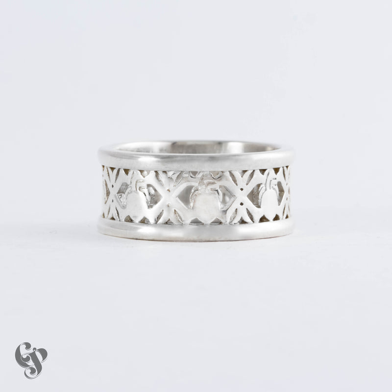 Sterling Silver Anatomical Heart and Crossbones Ring