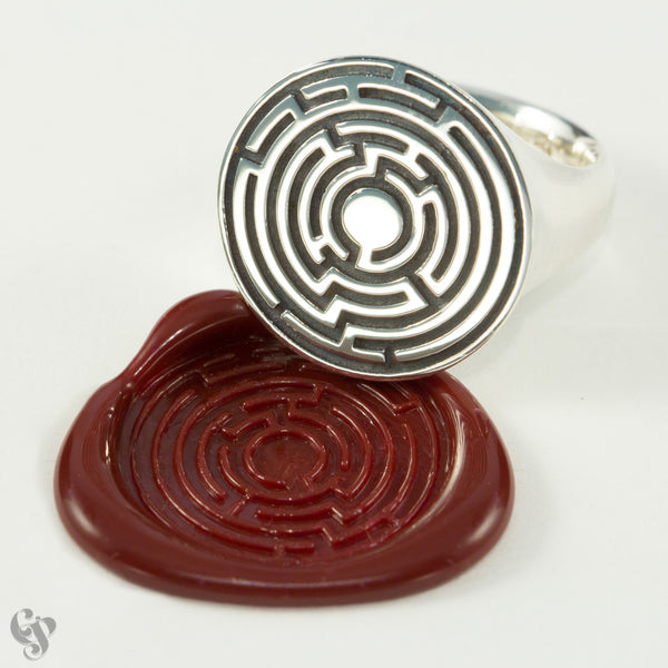 Sterling Silver Hedge Maze Wax Seal  Ring