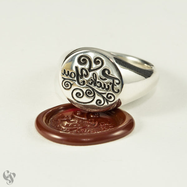 Sterling Silver Wax Seal Simple "Fuck You" Ring