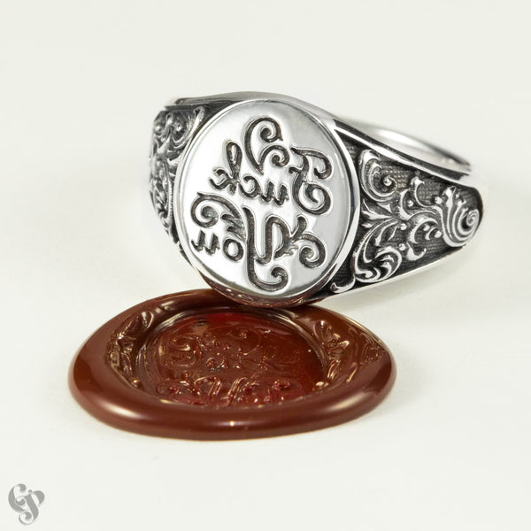 Sterling Silver Wax Seal Fancy "Fuck You" Ring
