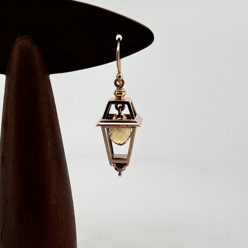 9ct Rose Gold Citrine Briolette Lampshade Earrings
