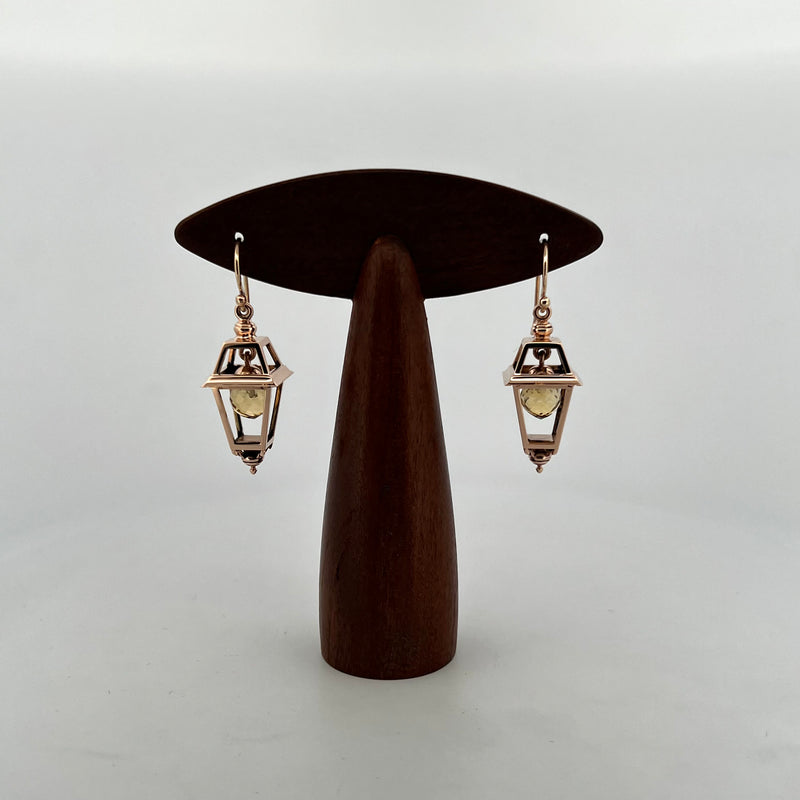 9ct Rose Gold Citrine Briolette Lampshade Earrings