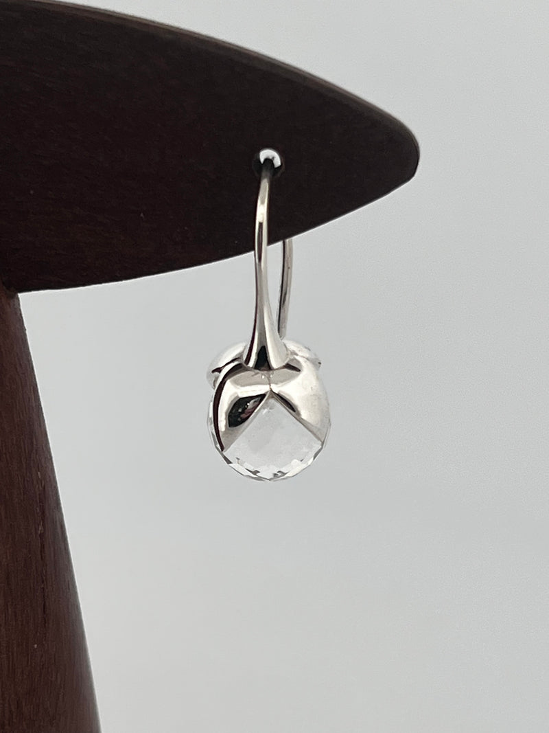 Sterling Silver Briolette Rock Crystal Flower Pod Earrings